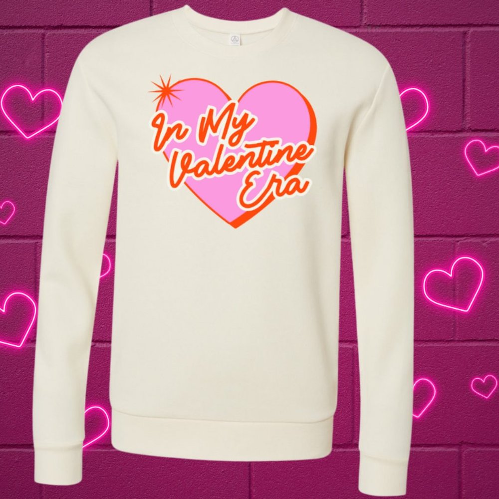 In My Valentine Era Valentine's Day Natural Crewneck Sweatshirt